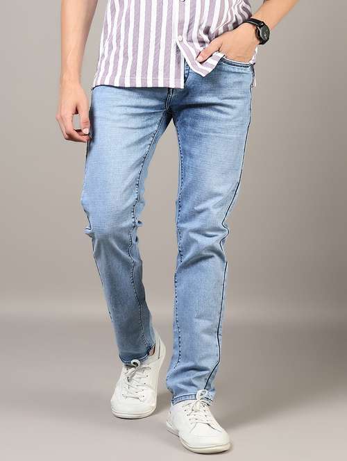 men washed mid rise full length denim jeans - 21855332 -  Standard Image - 0