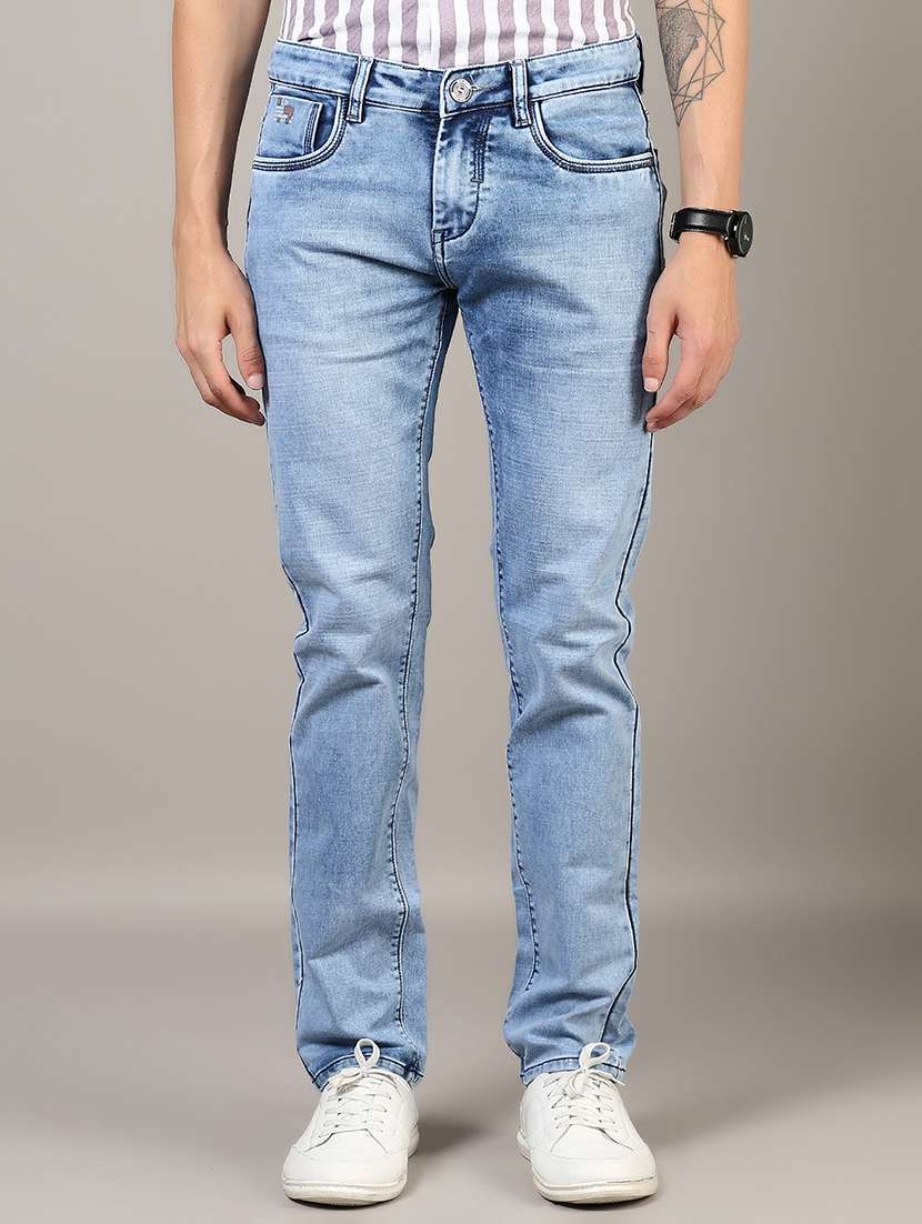 men washed mid rise full length denim jeans - 21855332 -  Standard Image - 2