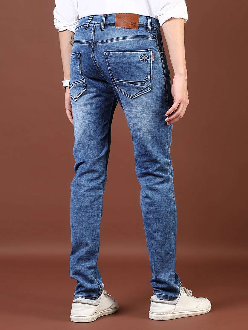 men washed mid rise full length denim jeans - 21855344 -  Standard Image - 2