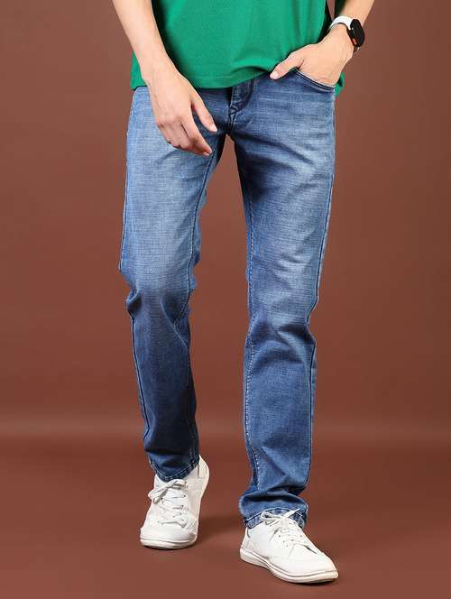 men washed mid rise full length denim jeans - 21855346 - Standard Image - 0