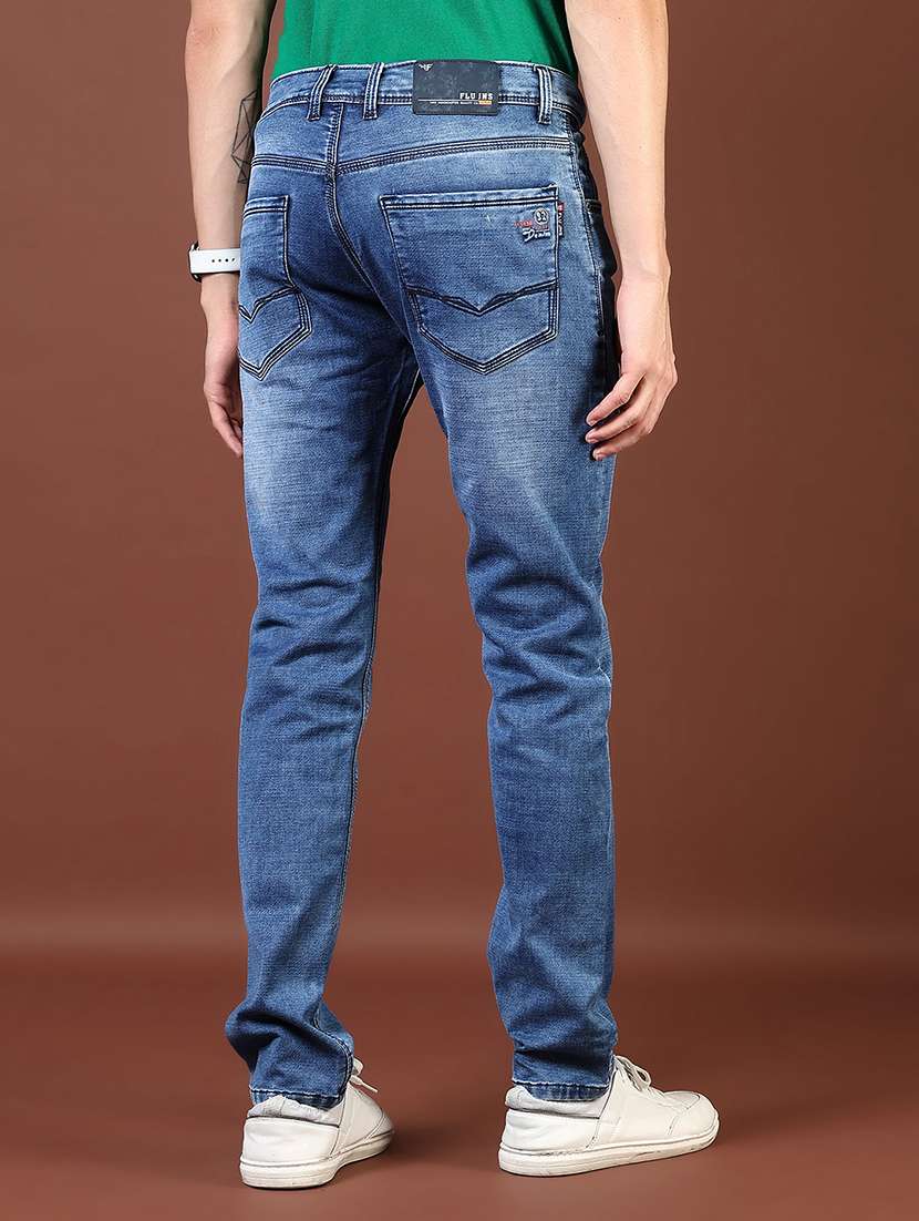 men washed mid rise full length denim jeans - 21855346 - Standard Image - 2