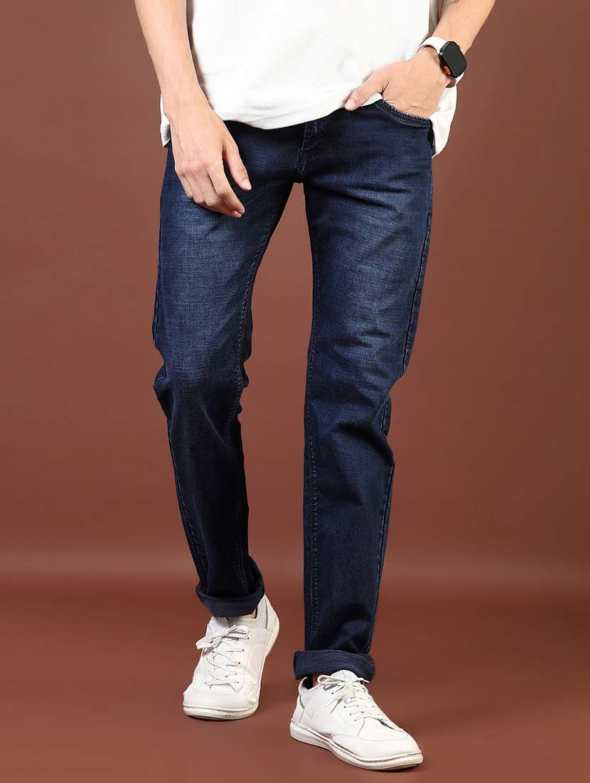 men washed mid rise full length denim jeans - 21855349 - Standard Image - 2