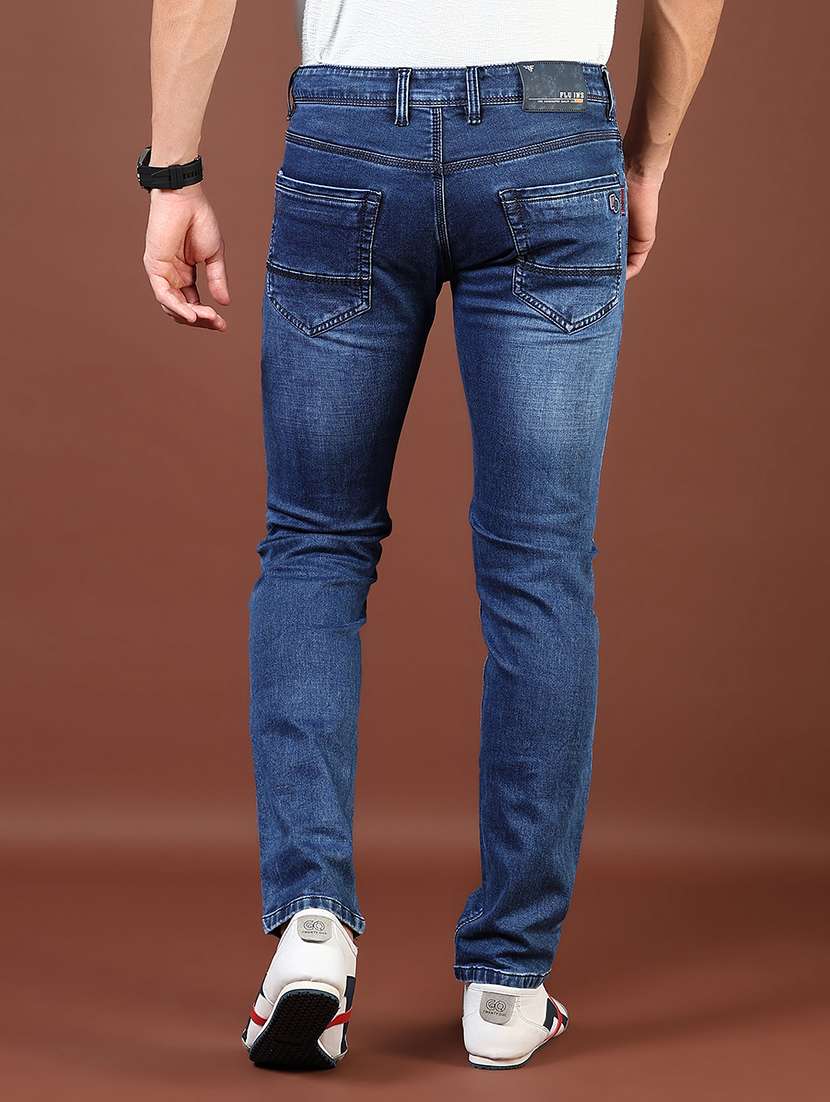 men washed mid rise full length denim jeans - 21855355 -  Standard Image - 2