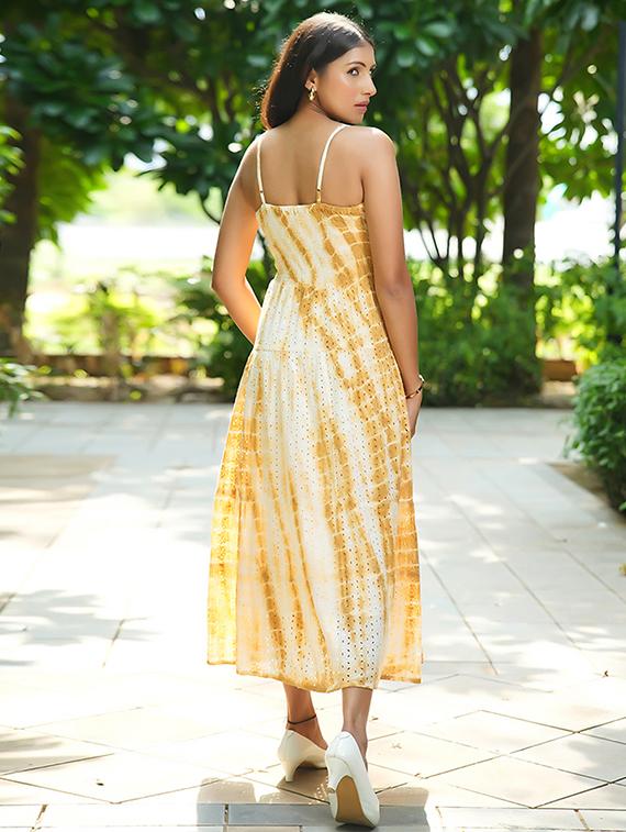 women tie & dye sleeveless fit & flare dress - 21855413 - Standard Image - 2