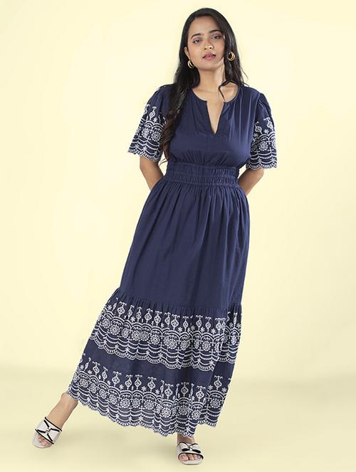 women embroidered puff sleeves tiered dress - 21855432 -  Standard Image - 0