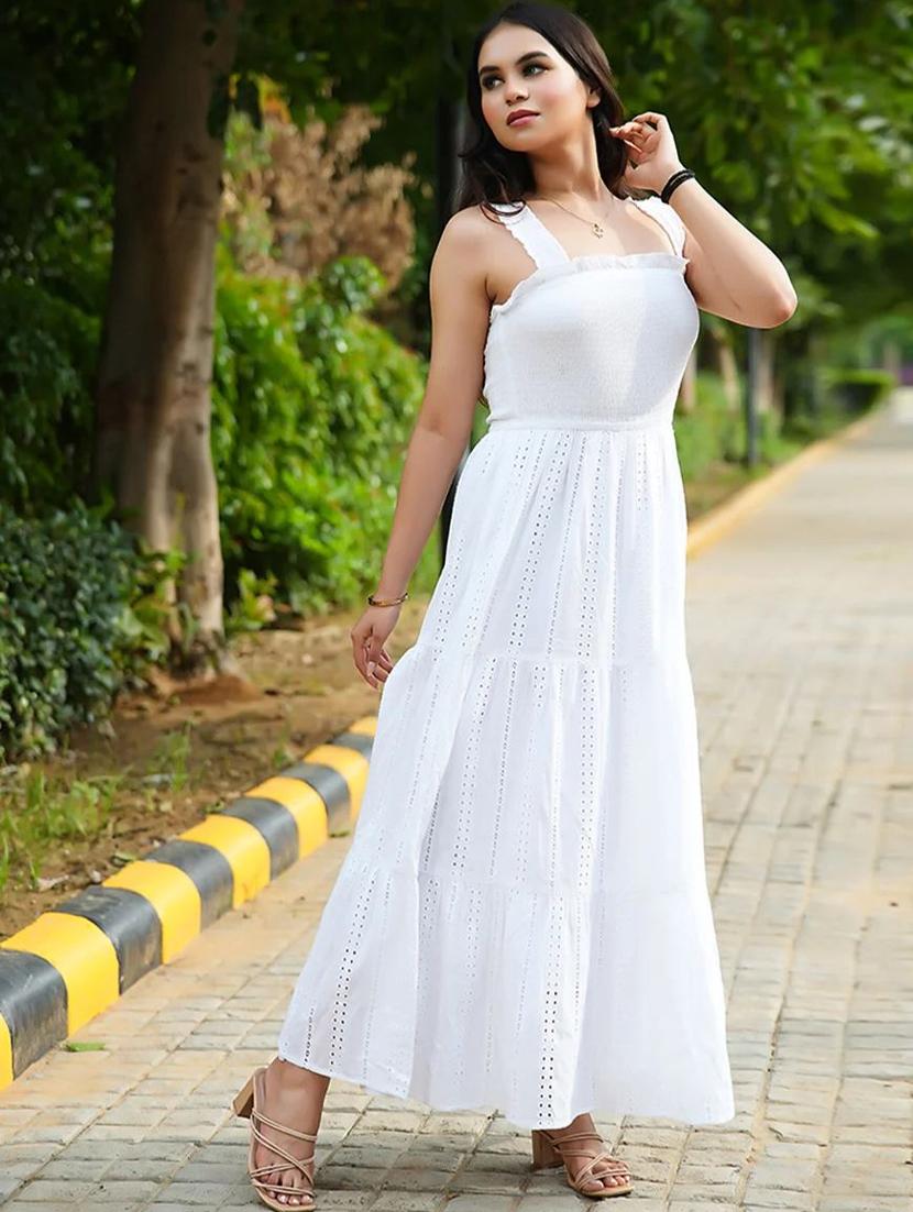 women schiffli detailed shoulder strap tiered dress - 21855453 - Standard Image - 2