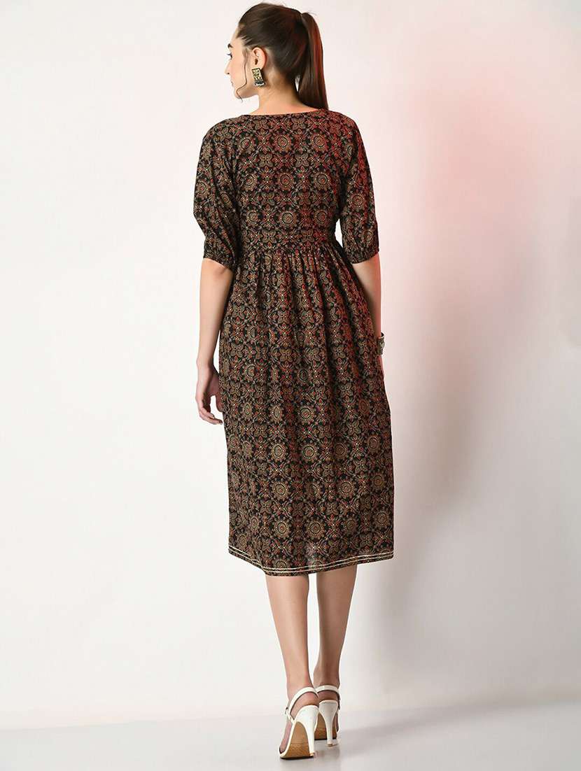 women black printed fit & flare ethnic dress - 21855510 -  Standard Image - 2