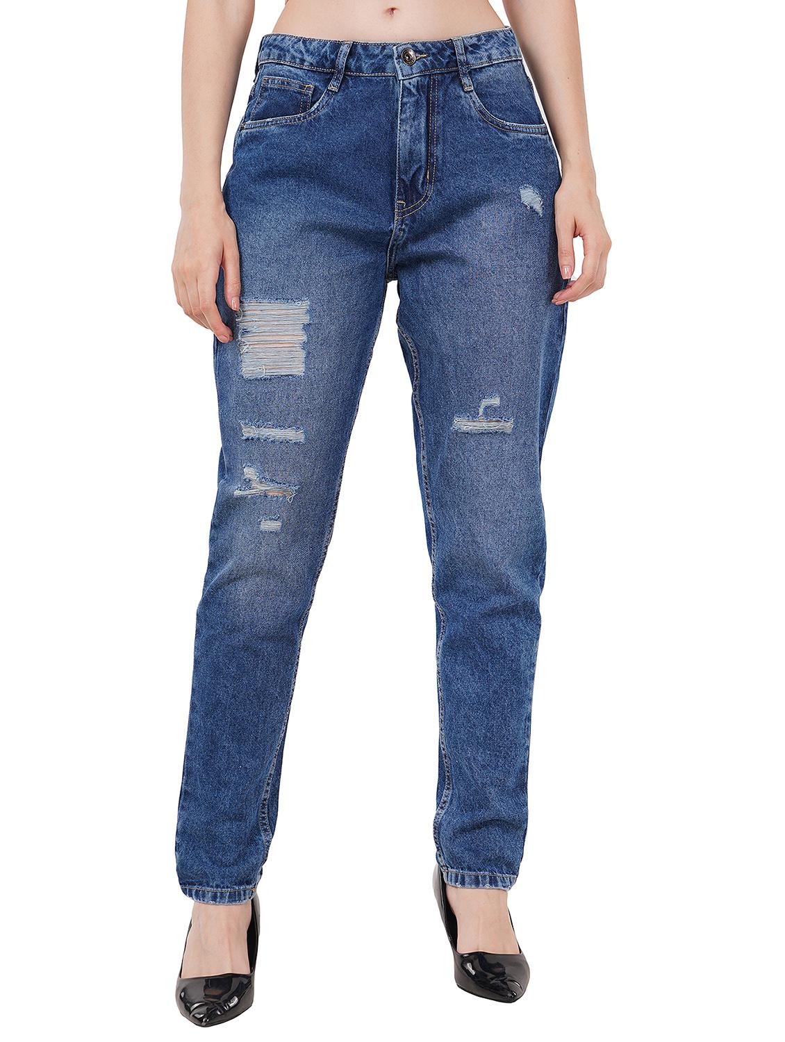women distressed mid rise jean - 21855517 - Zoom Image - 0