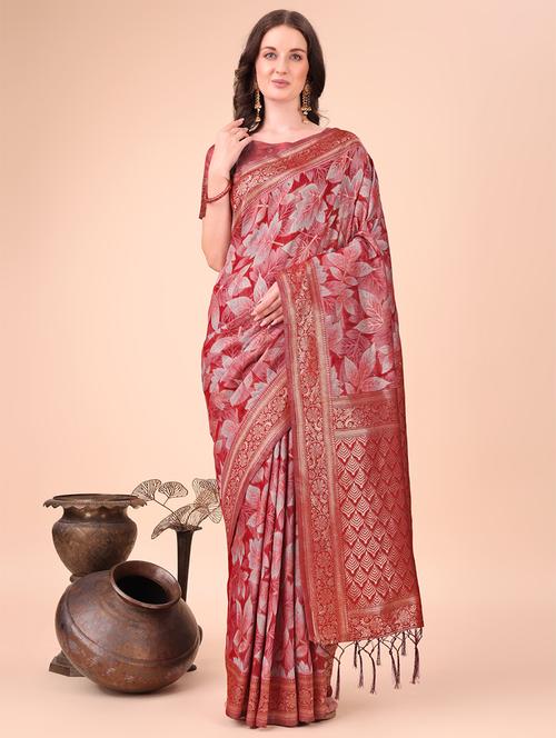 women printed bordered saree with blouse - 21855551 -  Standard Image - 0