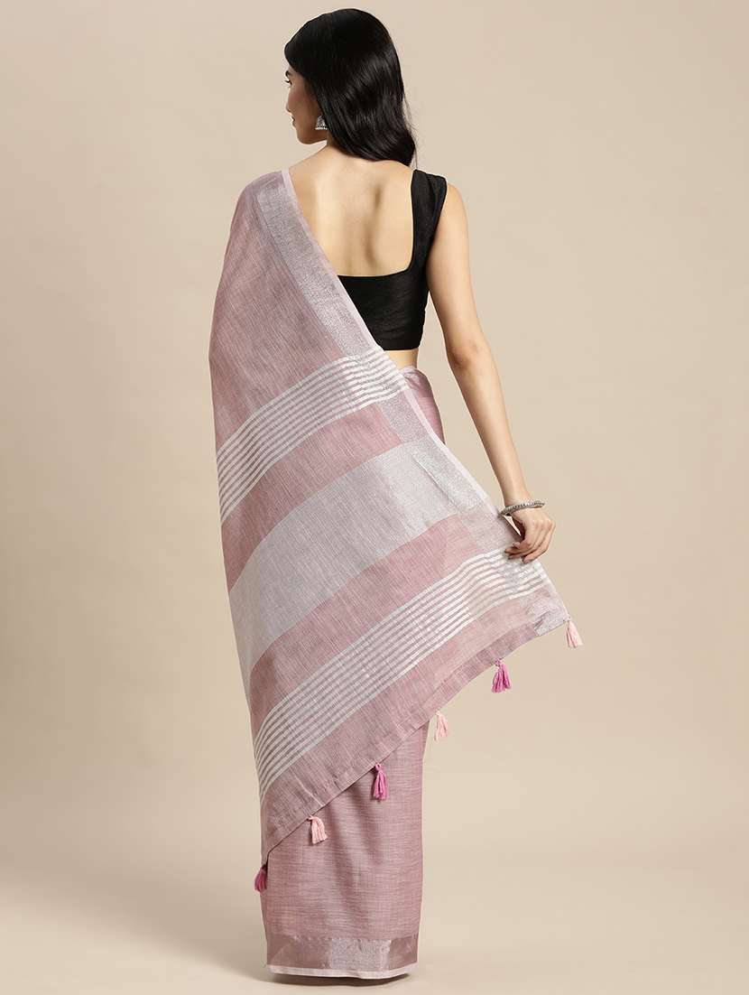 women mauve plain saree with blouse - 21855563 -  Standard Image - 2