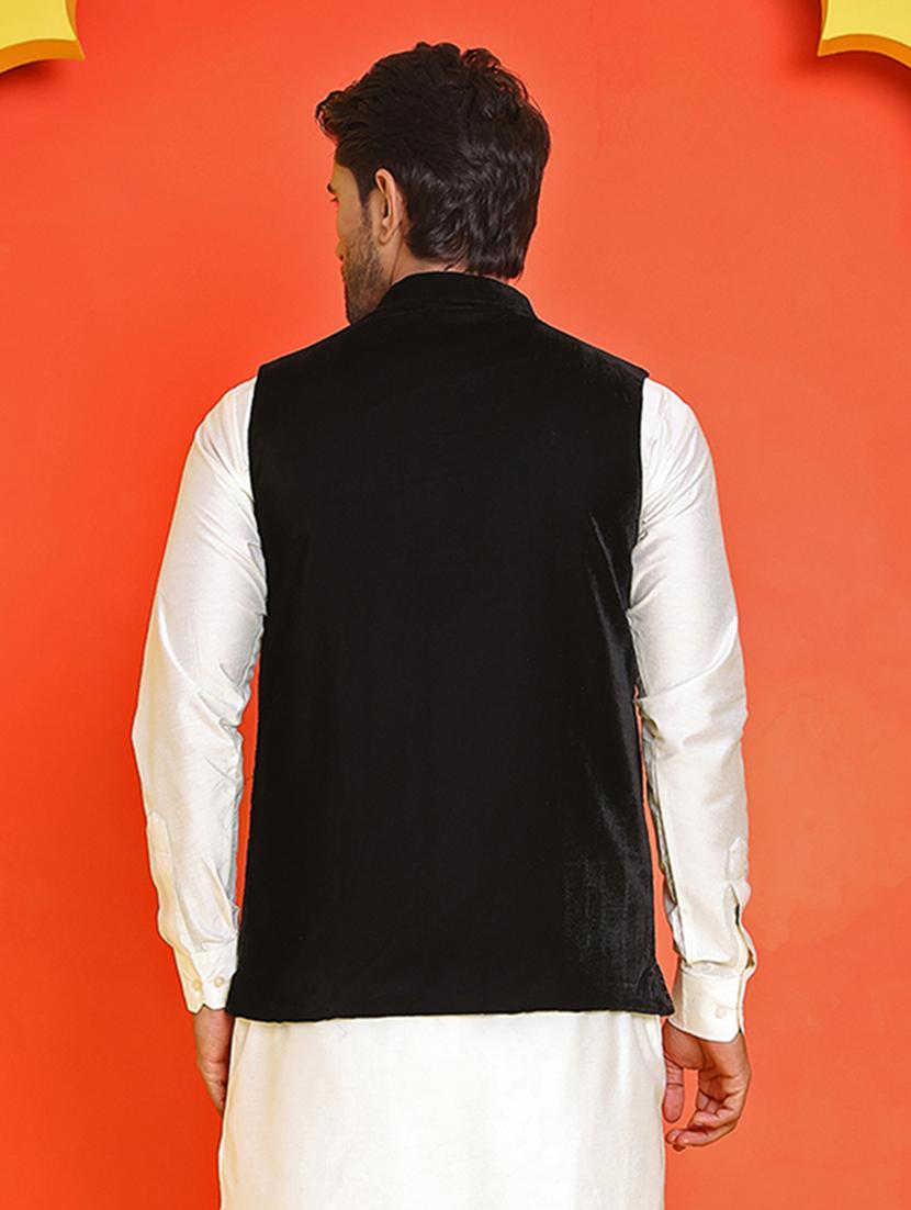 men embroidered mandarin neck nehru jacket - 21855573 - Standard Image - 2