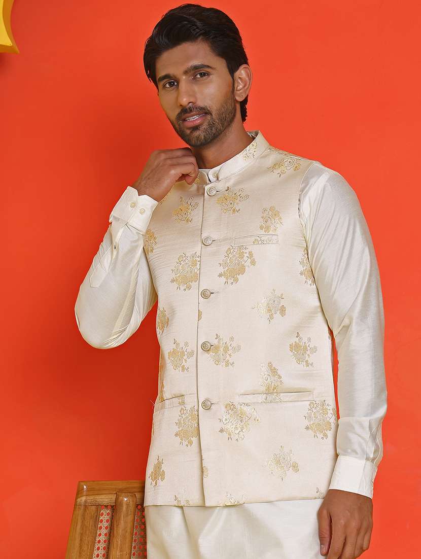 men embroidered mandarin neck nehru jacket - 21855575 -  Standard Image - 2