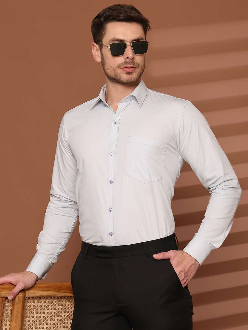 men solid long sleeve regular fit formal shirt