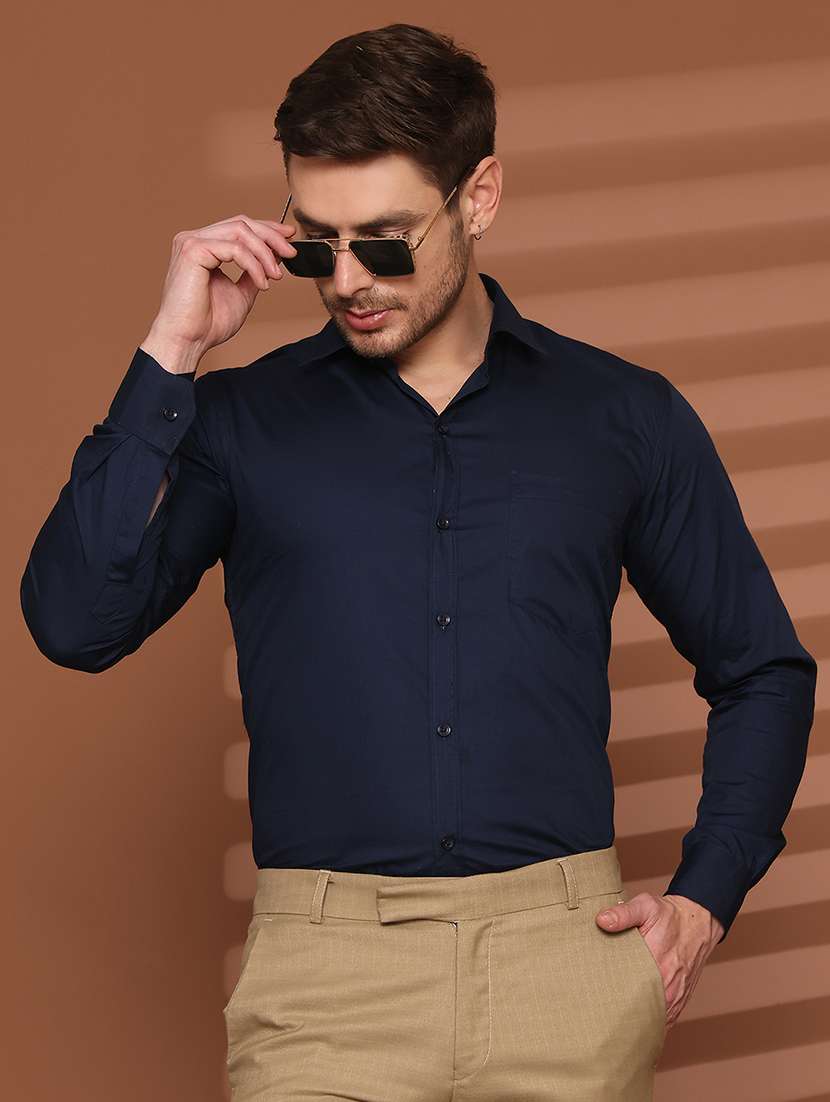men solid long sleeve regular fit formal shirt