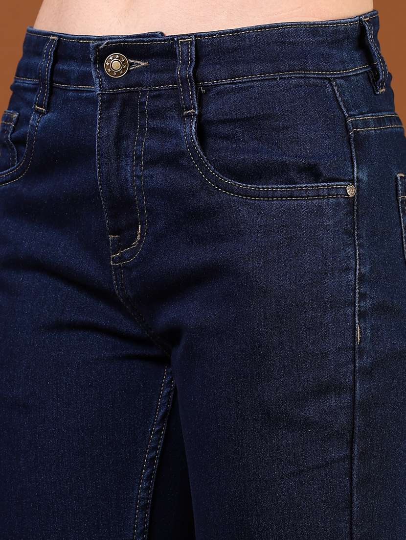 women navy blue solid high rise bootcut jeans - 21862402 - Standard Image - 2