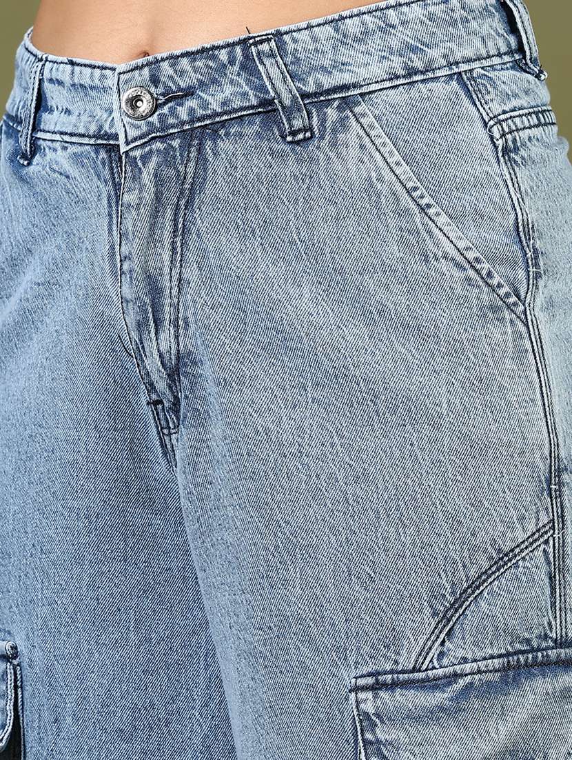 women solid mid rise relaxed fit cargo - 21862408 -  Standard Image - 2