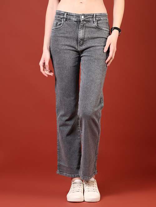 women grey solid mid rise ankle length jeans - 21862451 - Standard Image - 0