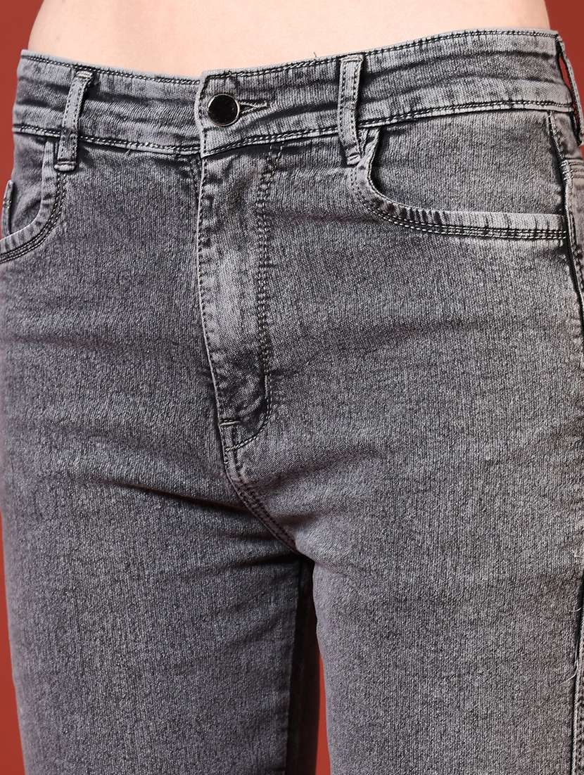 women grey solid mid rise ankle length jeans - 21862451 - Standard Image - 2