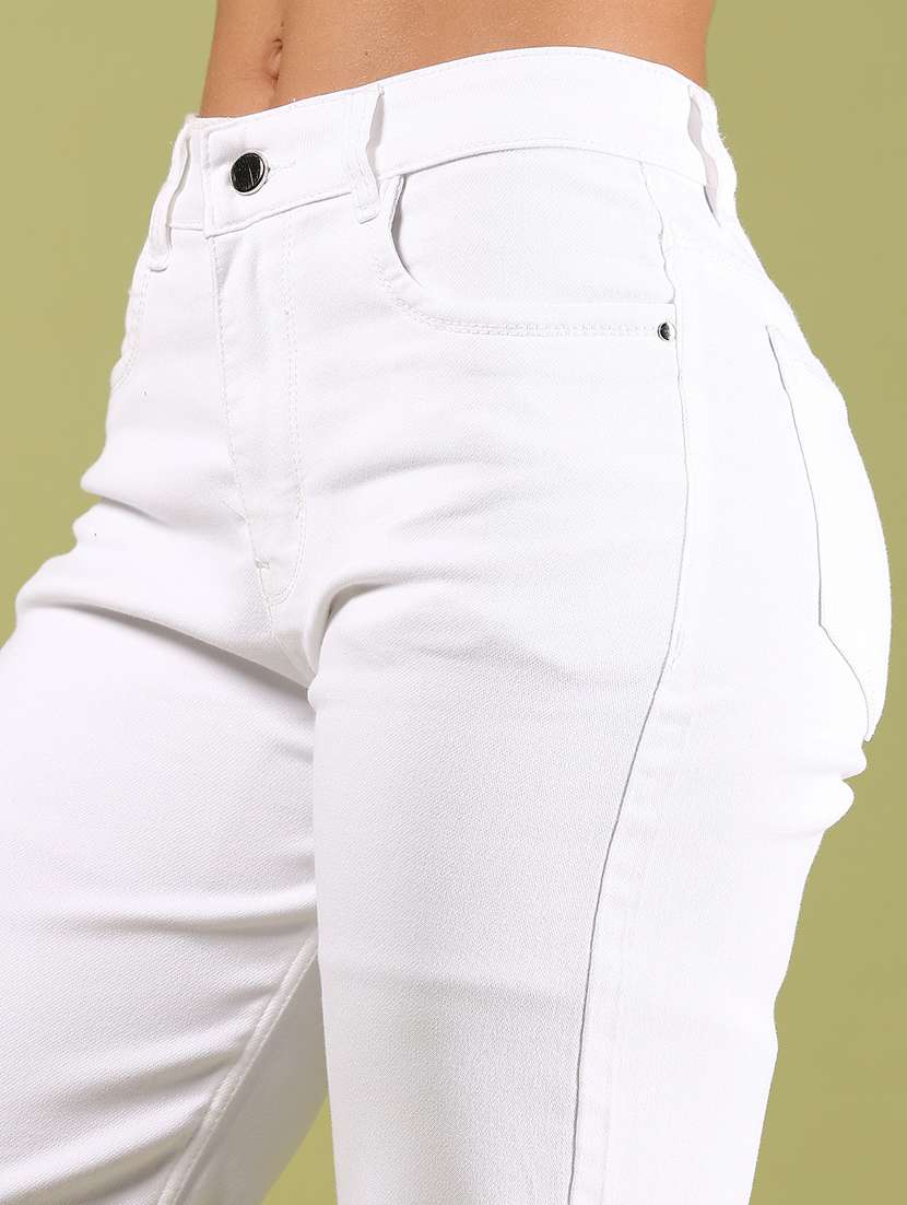 women solid mid rise straight fit jeans - 21862455 - Standard Image - 2