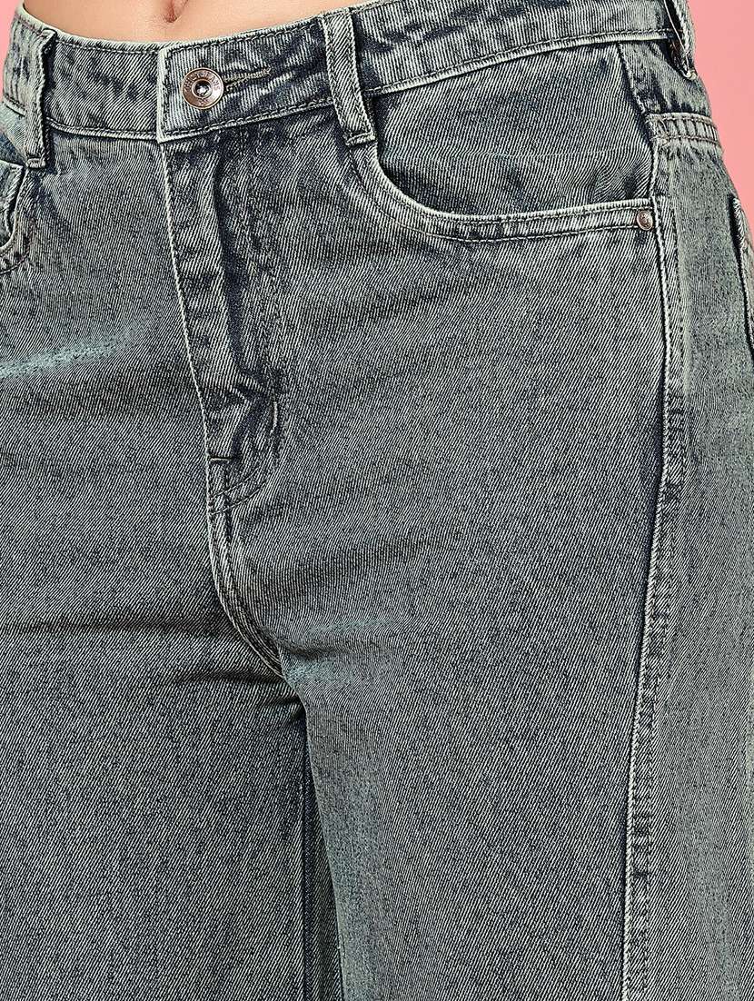 women solid high rise wide leg jean - 21862458 - Standard Image - 2
