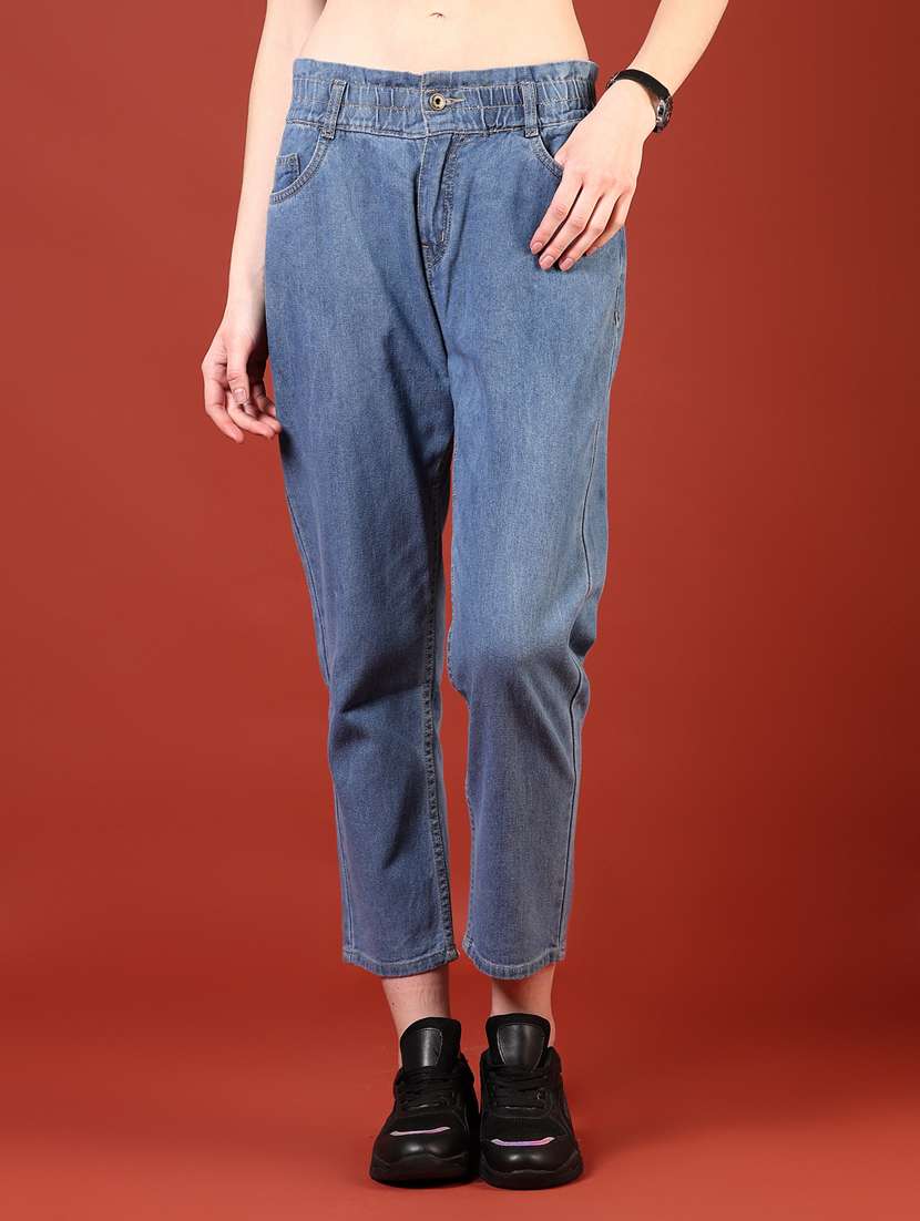 women blue low rise ankle length jeans