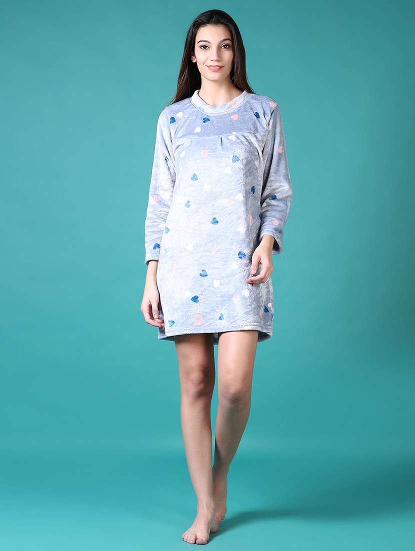 women printed long sleeve sleepshirt - 21863063 -  Zoom Image - 0