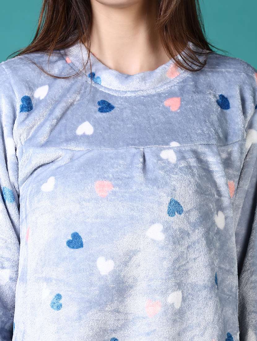 women printed long sleeve sleepshirt - 21863063 - Standard Image - 2