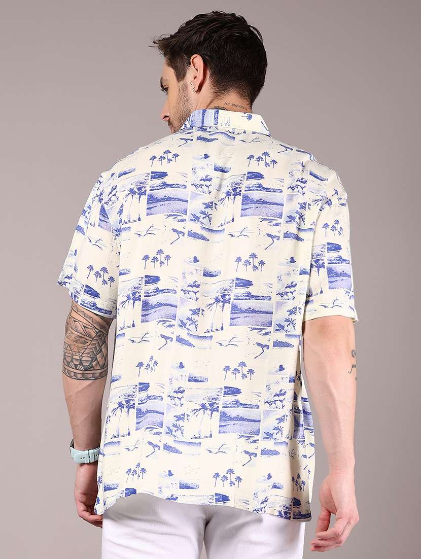 men printed collaerd short sleeve casual shirt - 21863115 -  Standard Image - 2