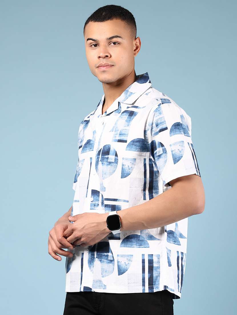 men printed short sleeve regular fit casual shirt - 21863119 -  Standard Image - 2