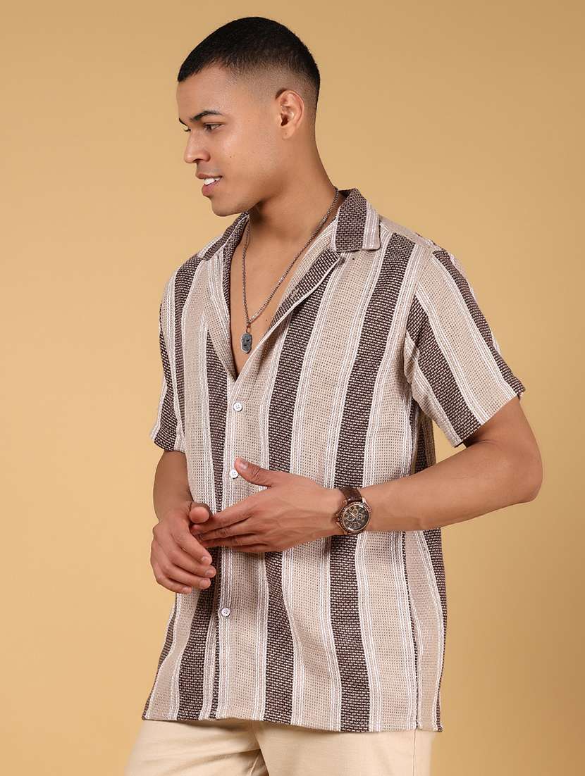 men striped short sleeve regular fit casual shirt - 21863121 -  Standard Image - 2