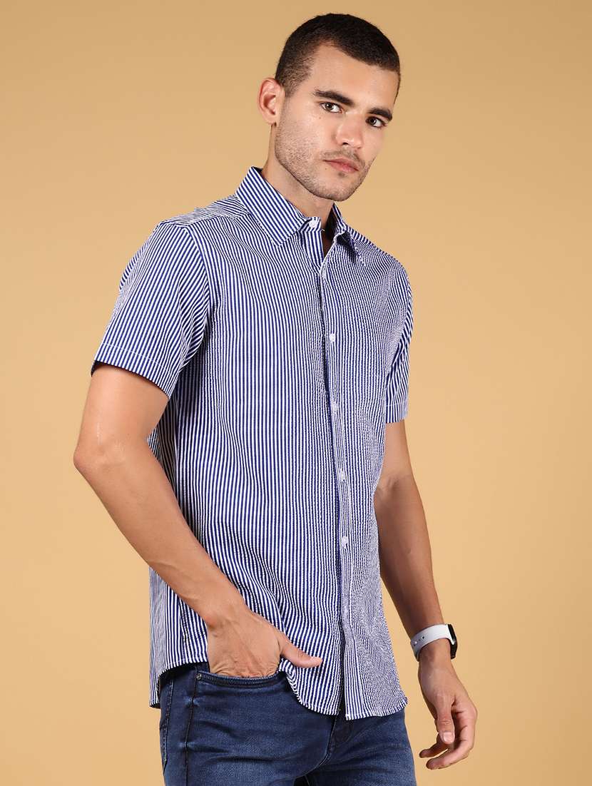 men striped short sleeve regular fit casual shirt - 21863127 -  Standard Image - 2