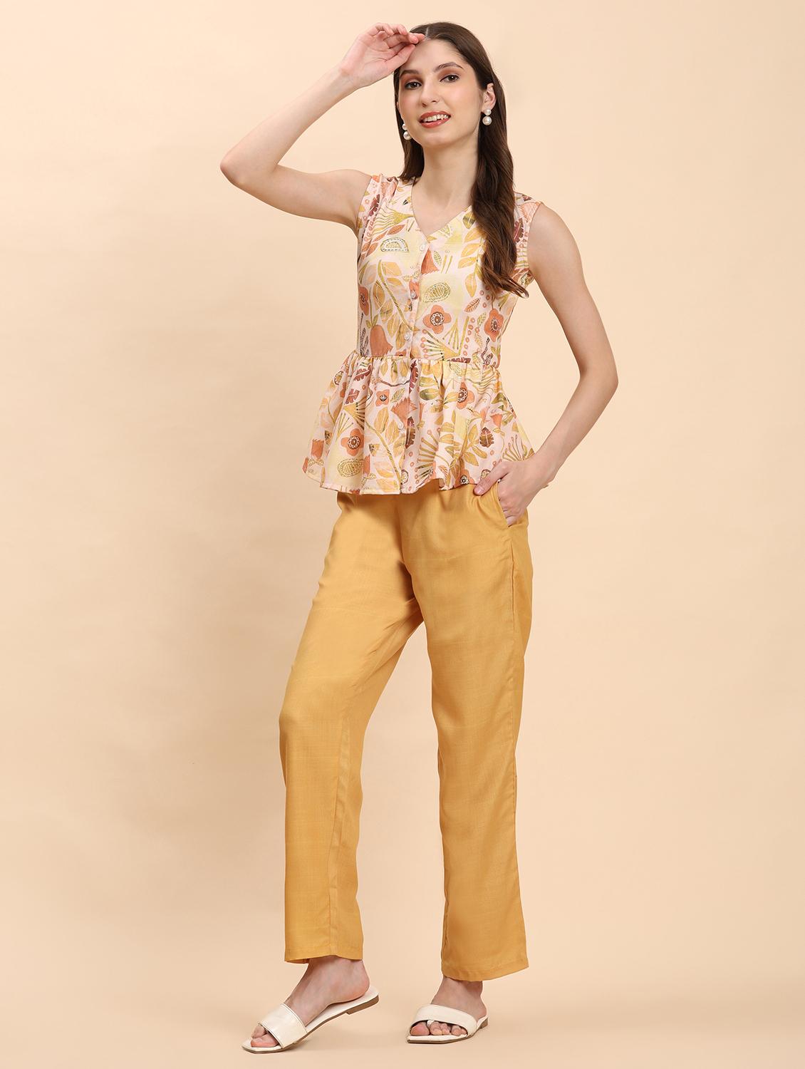 women printed top and trouser co-ord set - 21863849 - Standard Image - 2