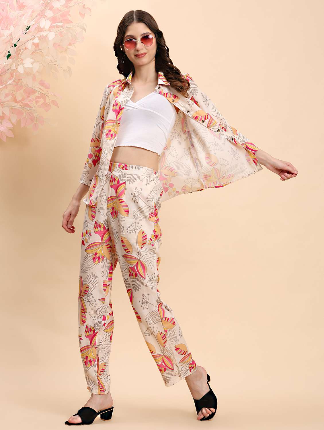 women printed shirt and trouser co-ord set