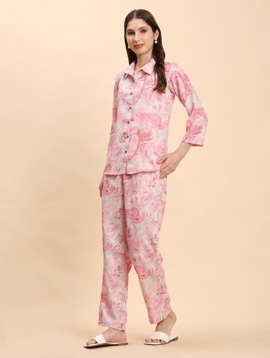 women paisley printed shirt and trouser co-ord set - 21863872 - Standard Image - 2