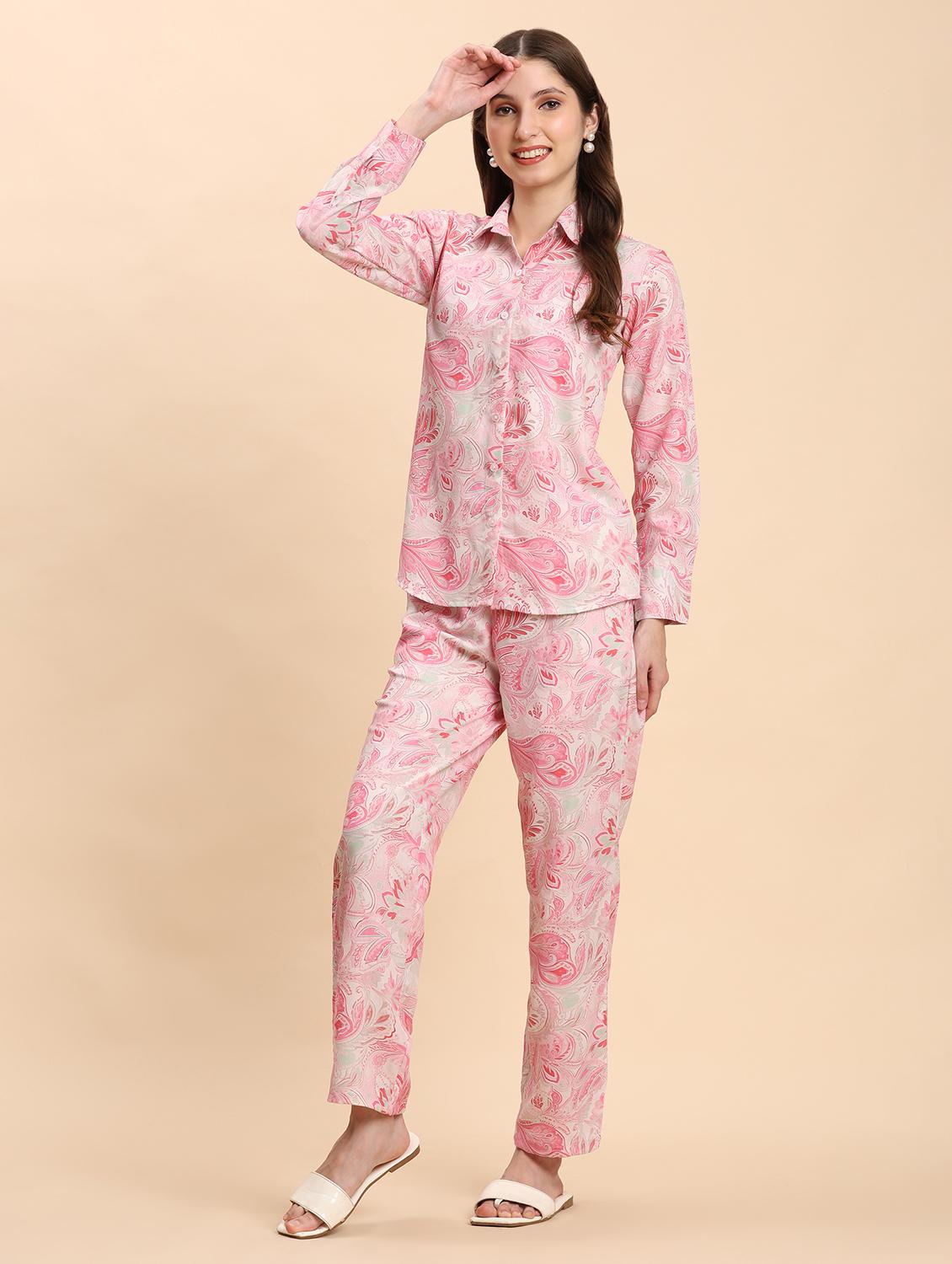 women printed shirt and trouser co-ord set - 21863882 - Standard Image - 2