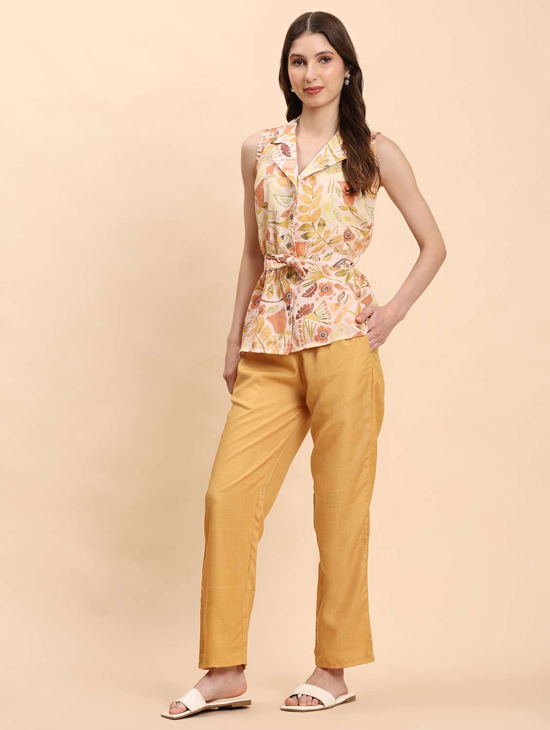 women printed shirt and trouser co-ord set - 21863891 -  Standard Image - 2