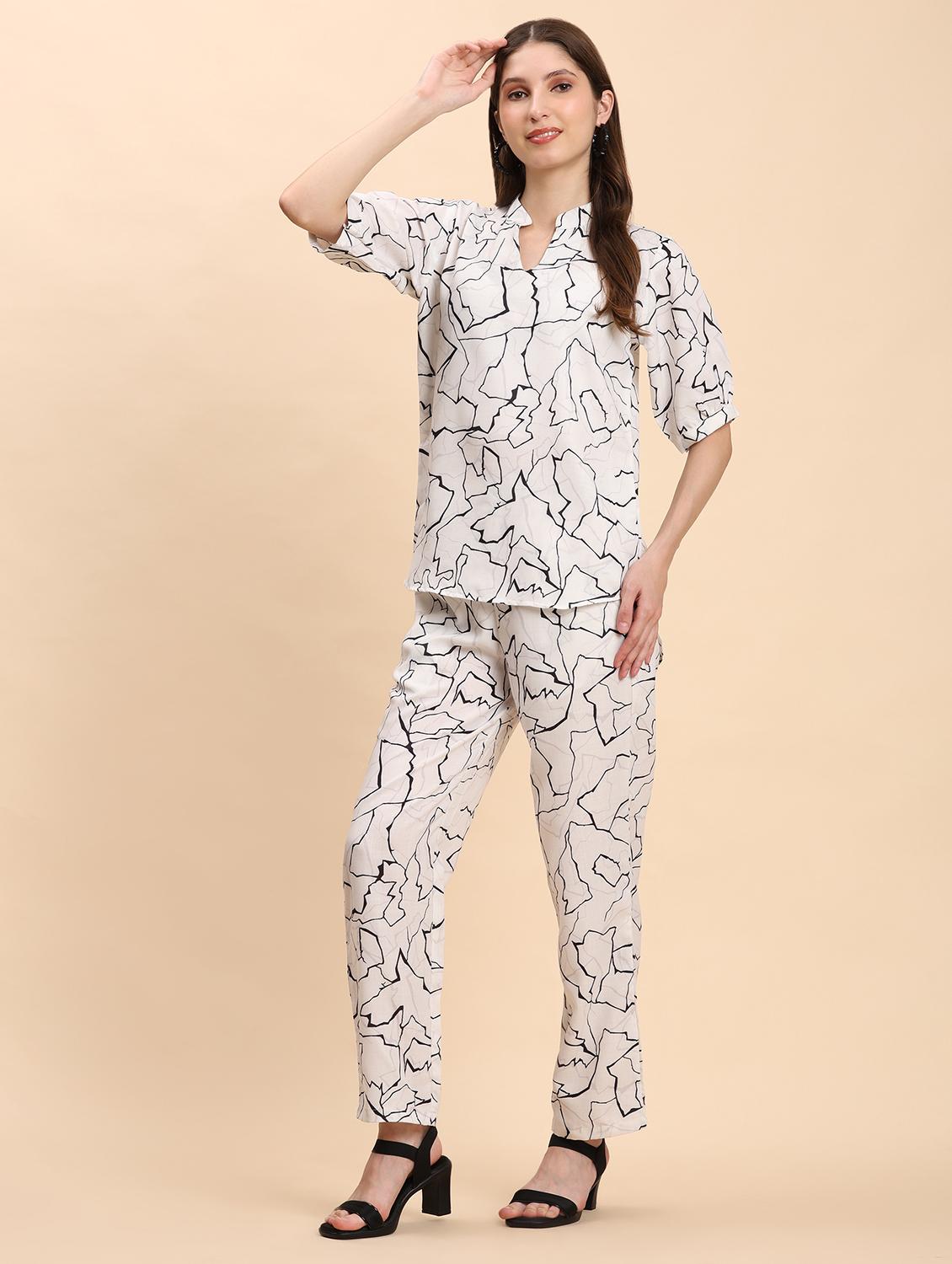 women printed top and trouser co-ord set - 21863896 - Standard Image - 2