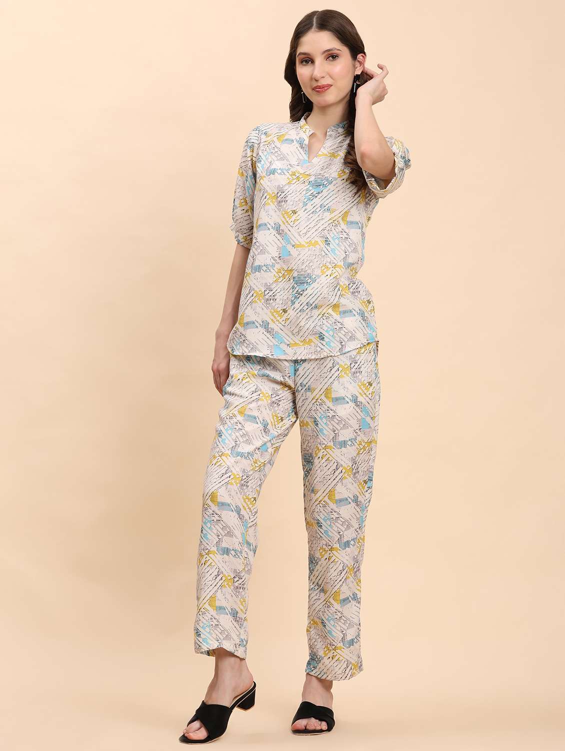 women printed top and trouser co-ord set - 21863903 -  Standard Image - 2