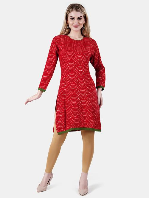 women foil printed long sleeve straight kurta  - 21863973 -  Standard Image - 0