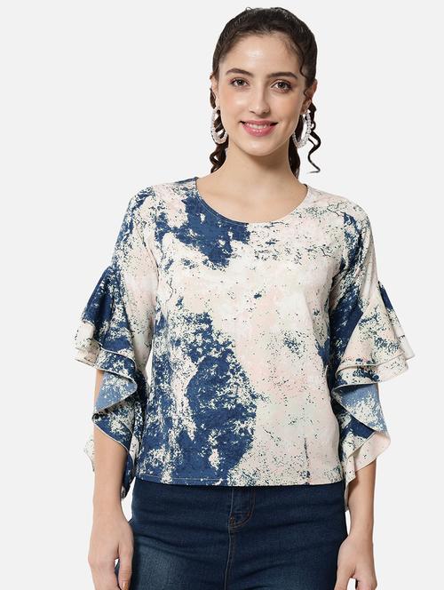 women prinetd flared sleeves regular top - 21863979 - Standard Image - 0