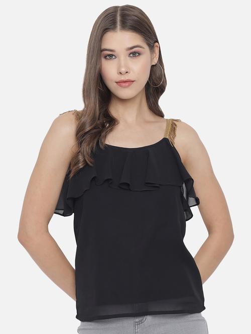 women solid shoulder strap regular top - 21863991 - Standard Image - 0