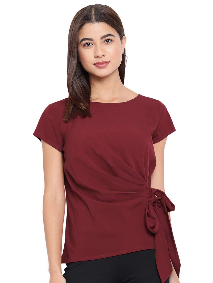 women solid short sleeves regular top