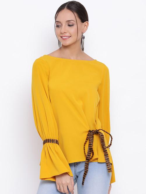 women solid bell sleeves regular top - 21864013 -  Standard Image - 0