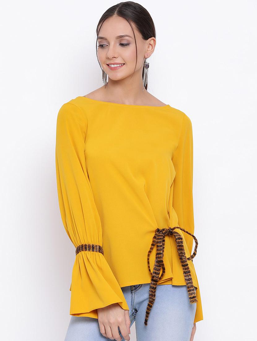 women solid bell sleeves regular top - 21864013 -  Zoom Image - 0