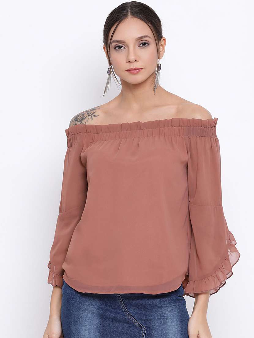 women solid off shoulder regular top