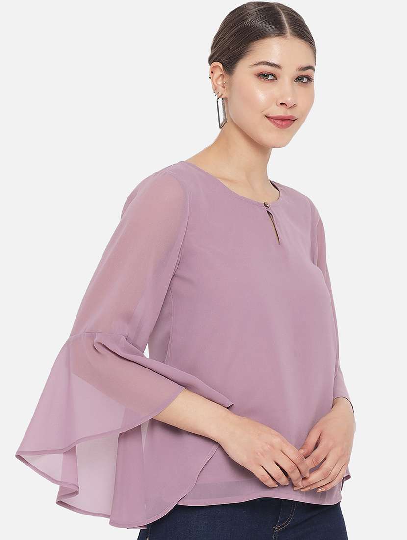 women solid flared sleeves regular top - 21864028 - Standard Image - 2