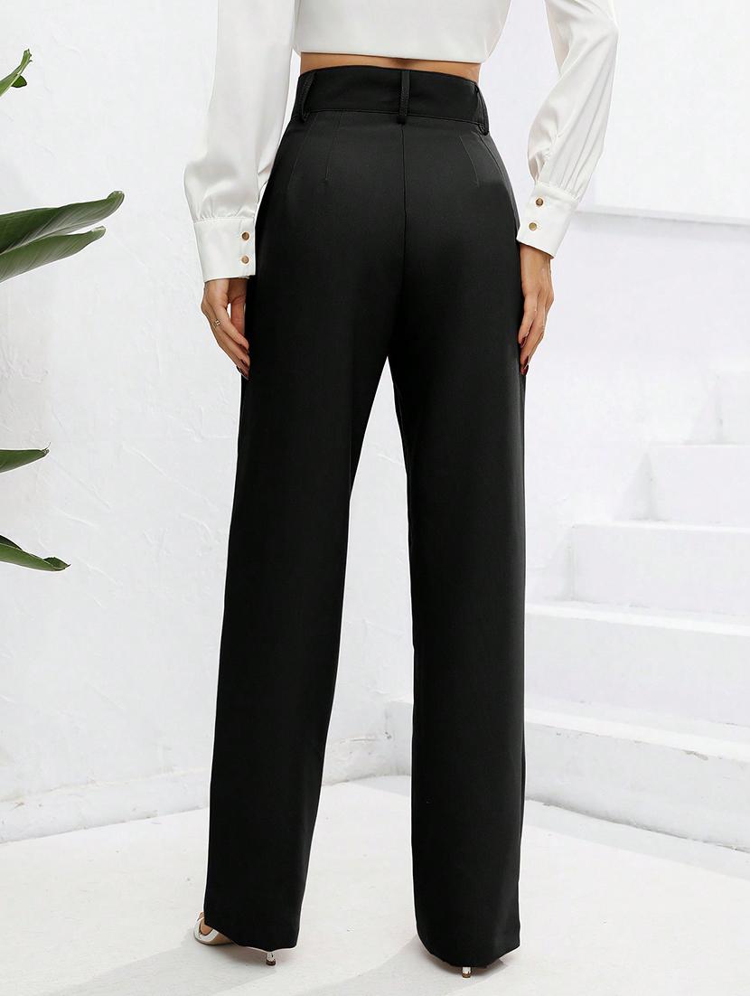 women high rise pleated straight trouser - 21864127 - Standard Image - 2