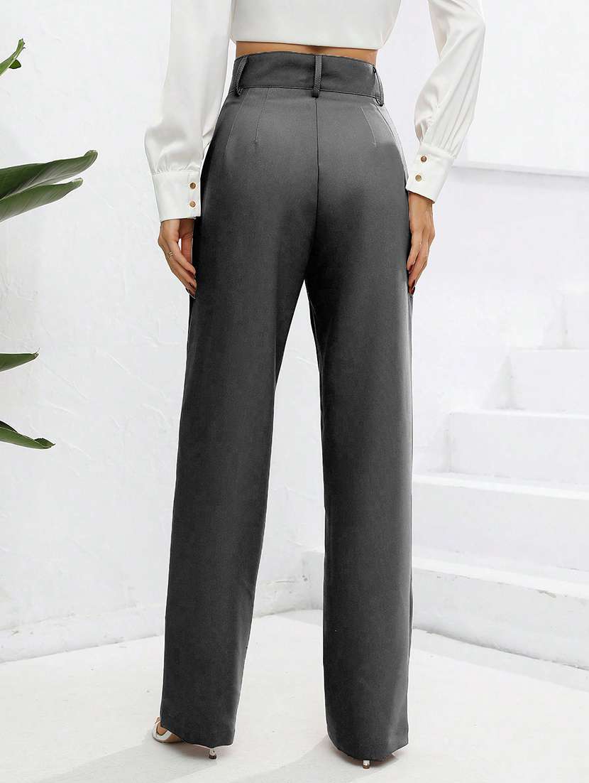 women high rise pleated straight trouser - 21864129 -  Standard Image - 2