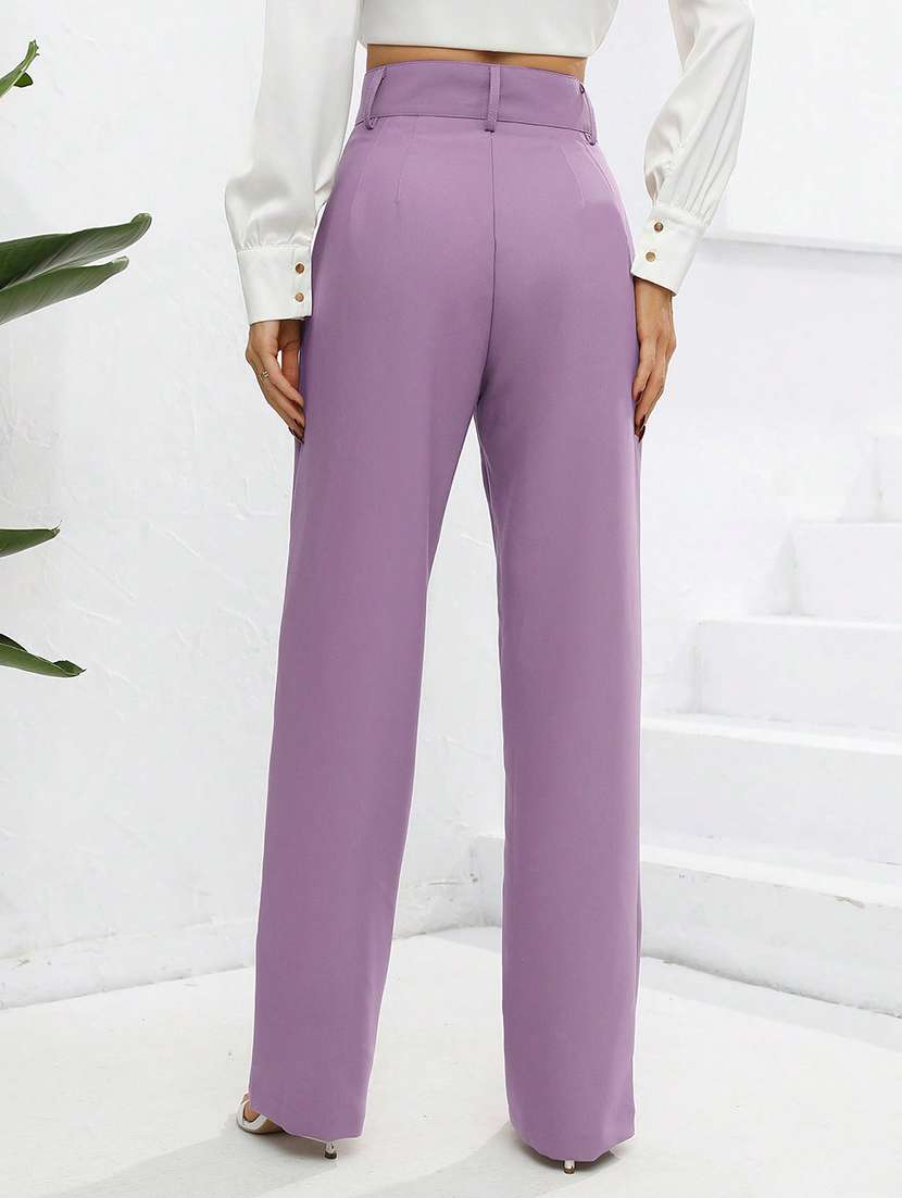 women high rise pleated straight trouser - 21864130 -  Standard Image - 2