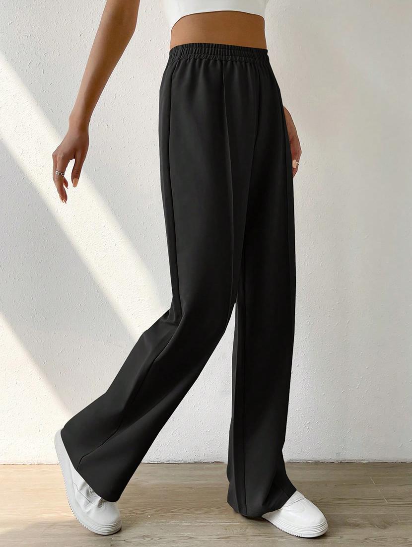 women high rise pleated straight trouser - 21864131 - Standard Image - 2